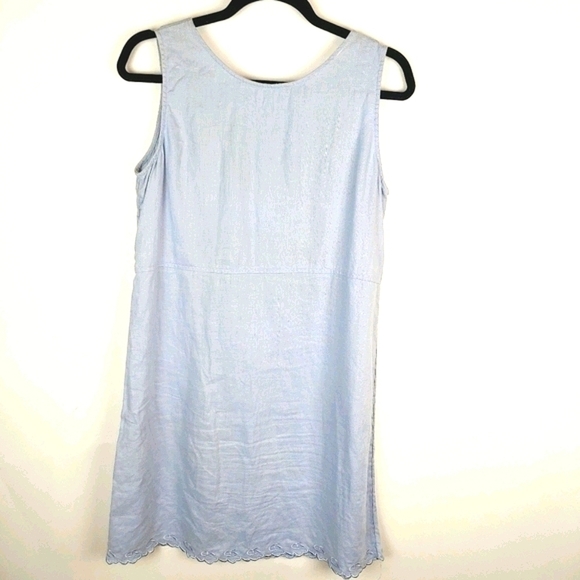 J.Jill Light Blue Linen Summer Dress w/ Pockets - Picture 2 of 6